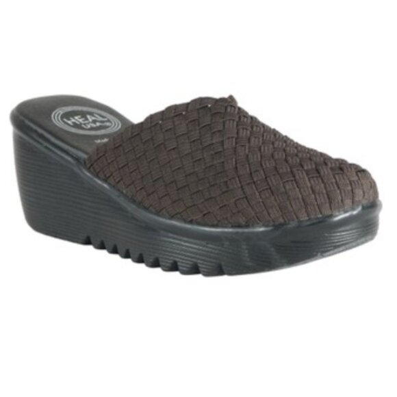 Heal USA Brown Angel Round-Toe Slip-On Wedge Mules - Size 9 - Picture 1 of 6
